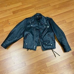 Schott NYC biker leather jacket.